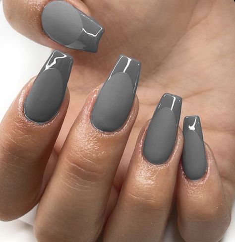 Light Gray Nails, Grey Matte Nails, Grey Nail Art, Grey Acrylic Nails, Grey Nail Designs, Pink Chrome Nails, Boho Nails, White Acrylic Nails, Gray Nails