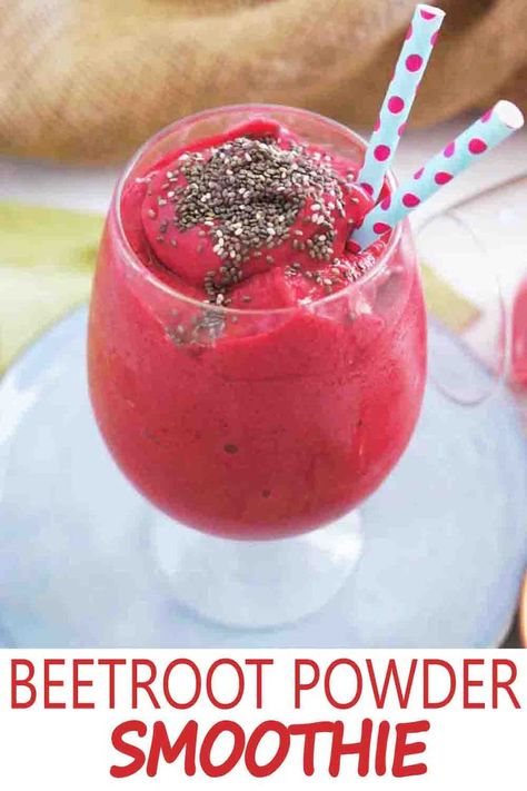 Beetroot Powder Smoothie recipe that is healthy and delicious! #smoothie #breakfast #breakfastandbrunch #smoothies #vegetables #drinks #healthyrecipes #easyrecipes @sweetcaramelsunday Pancakes Bacon And Eggs, Beetroot Smoothie, Low Sugar Smoothies, Pancakes Bacon, Easy Breakfast Smoothies, Smoothie Breakfast, Beetroot Recipes, Bacon And Eggs, Beetroot Powder