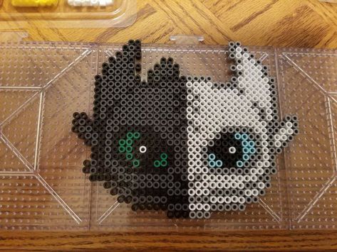 Dragon Perler Beads, Perler Beads Pokemon, Toothless Light Fury, Pokemon Perler, Hamma Beads Ideas, Light Fury, Easy Perler Beads Ideas, Perler Art, Perler Bead Templates