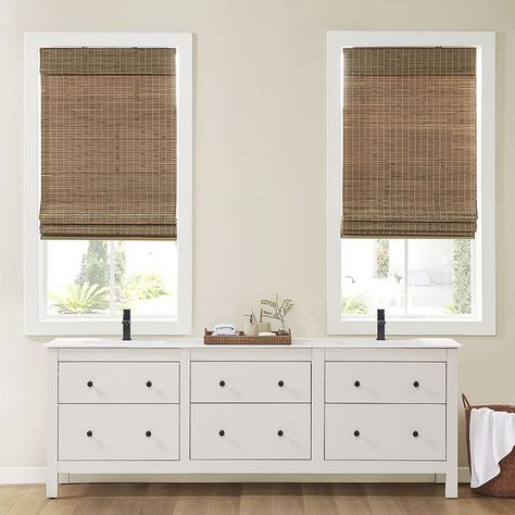 Madison Park Lyndon Cordless Light-Filtering Roman Shade - JCPenney Standard Window Sizes, Blackout Roman Shades, Bamboo Roman Shades, Cordless Roman Shades, Bamboo Panels, Woven Wood Shades, Bamboo Light, Kitchen Blinds, Privacy Panels