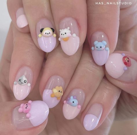 Army Nails, Kawaii Nail Art, Kutek Disney, Fun Summer Nails, Cute Simple Nails, Anime Nails, Korean Nails, Gel Nails Diy, Blush Nails