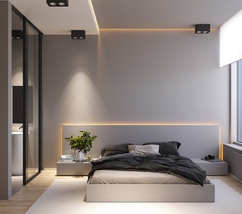 Modern Grey Bedroom, Modern Luxury Bedroom, Luxury Bedroom Design, Ceiling Design Bedroom, Luxury Bedroom Master, Bedroom Bed Design, Design Room, Bedroom Furniture Design, Modern Bedroom Design