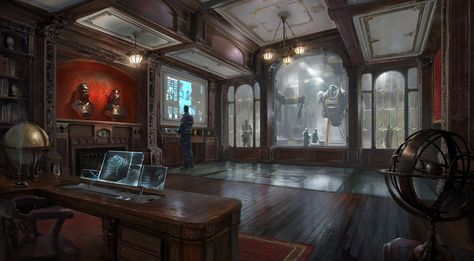 ArtStation - Titanfall 2, Cliff Childs Scifi Office, Sci Fi Office, Cyberpunk Office, Cyberpunk Interior, Interior Concept Art, Titanfall 2, Sci Fi Landscape, Sci Fi Environment, Titanfall