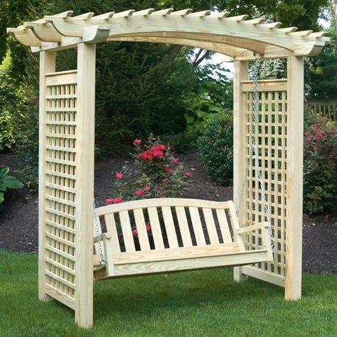 Japanese Pergola, Backyard Trellis, Wood Arbor, Backyard Swings, Pergola Swing, Swing Chair Outdoor, Pool Garden, Garden Arbor, Patio Swing