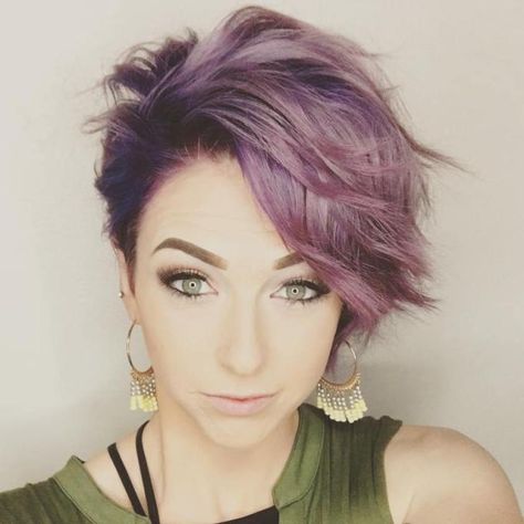 Short Pastel Purple Hairstyle Short And Sassy Hair, Extreme Haircut, Asymmetrical Haircut, Asymmetrical Hairstyles, Edgy Haircuts, Short Wavy Hair, Edgy Hair, Short Pixie Haircuts, Cute Hairstyles For Short Hair