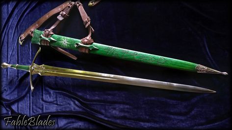 GilEstel - Elvish Ranger Sword by Fable Blades Custom LOTR Tolkien Elven Sword Bespoke Swordsmith Fable Blades, D D Items, Broken Mirror, Nerd Life, Blue Zircon, High Carbon Steel, Natural Emerald, Tolkien, Horse Riding