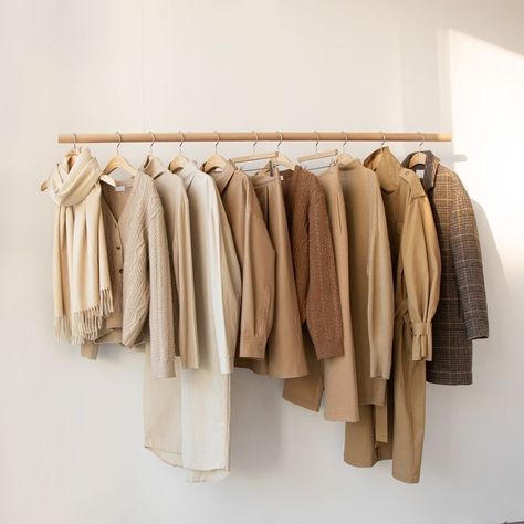 Fall Palette, Cream Aesthetic, Oak And Fort, Beige Aesthetic, Light Academia, Brown Aesthetic, Clothing Rack, Brown Beige, Room Decor Bedroom