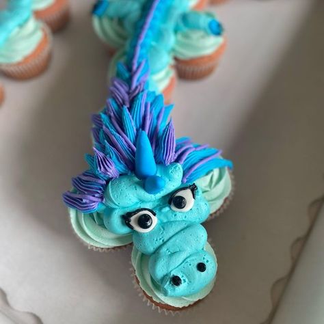 Dragon Cupcakes Easy, Raya And The Last Dragon Cupcakes, Dragon Cupcakes For Kids, Sisu Dragon Cake, Dragon Cupcake Cake, Volcano Birthday, Dragon Cupcakes, Dragon Birthday Cakes, Cny 2024