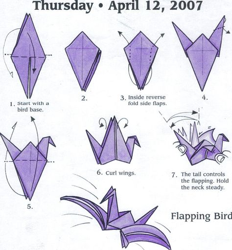 flapping bird Origami Flapping Bird, Origami Instructions For Kids, Paper Crane Mobile, Origami Guide, Bird Origami, Flapping Bird, Fly Bird, Crane Mobile, Origami Tutorial Easy