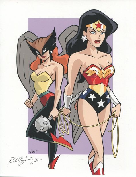 Hawkgirl and Wonder Woman | I always liked that even on a team of heavy hitters like the Justice League, Hawkgirl is one of the biggest bruisers. Justice League Animated, Harley Quinn Joker, Wrap Rolls, Justice League Wonder Woman, Female Villains, Comic Book Store, Grl Pwr, Arte Dc Comics, Halloween 2016