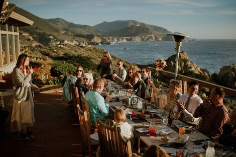 This Couple Lucked Out with the Dreamiest Light During Their Big Sur Elopement | Junebug Weddings Big Sur Micro Wedding, Whitw Dress, Small Beach Weddings, Big Sur Elopement, Elopement Reception, Airbnb Wedding, Yosemite Elopement, Big Sur Wedding, Airbnb Promotion