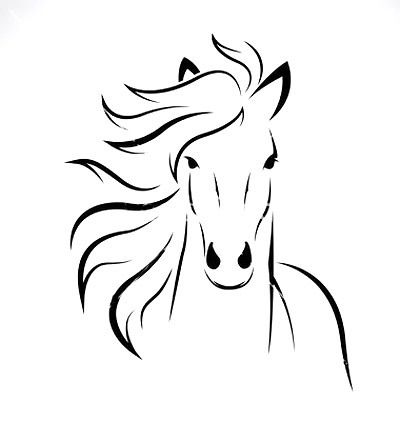 210 Designs to Get First Tattoo - Horse Head Outline Horse Head Drawing, Horse Outline, Horse Tattoo Design, Horse Clipping, Arte 8 Bits, Abstract Horse, Drawing Heads, Horse Silhouette, Horse Tattoo