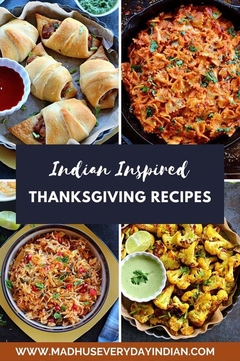 collage of 4 pics of indian thanksgiving recipes Thanksgiving Recipes Vegetarian, Thanksgiving Main Course, Indian Thanksgiving, Thanksgiving Lunch, Vegetarian Thanksgiving Recipes, Meal Planning Menus, Thanksgiving Dinner Menu, Vegetarian Thanksgiving, Thanksgiving Cooking