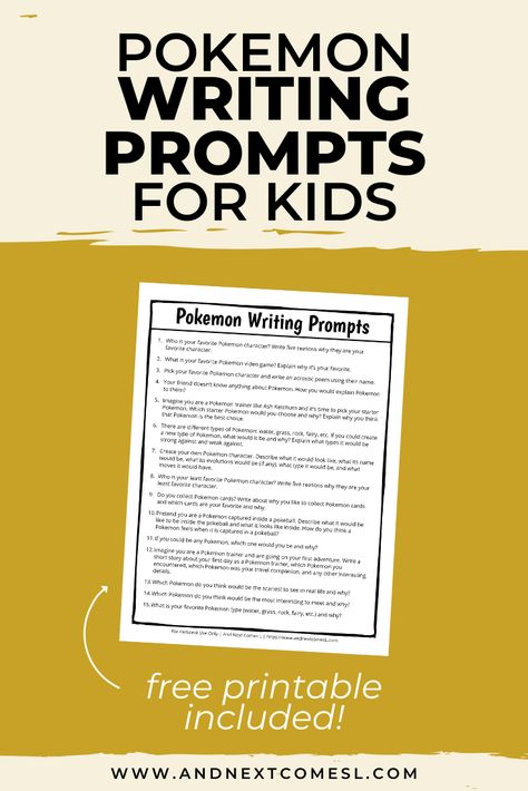 Looking for Pokemon educational activities? Try these Pokemon themed writing prompts for kids! They're perfect for kids who love Pokemon. #writingprompts #kids #pokemon #pokemonactivities Pokemon Writing Prompts, Pokemon Homeschool, Pokemon Activities For Kids, Pokemon Activities, Substitute Teacher Tips, Love Pokemon, Fun Educational Activities, Writing Prompts For Kids, Classroom Transformation