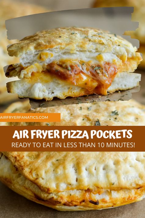 Easy Air Fryer Pizza Pockets Single Serving Air Fryer Recipes, Tiktok Air Fryer Recipes, Easy Air Fryer Recipes Healthy, Easy Air Fryer Dinner Recipes, Stuffed Biscuits, Air Fryer Pizza, Air Fryer Recipes Dessert, Air Fryer Recipes Snacks, Air Fryer Cooking Times