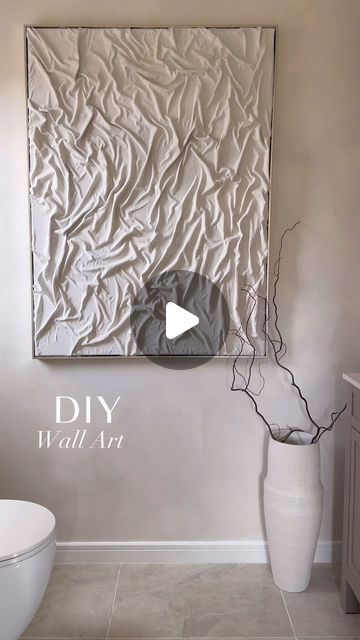 Ashley Gray on Instagram: "DIY wall art ✨🤍   I wanted something oversized and had the perfect capped frame wall art that I no longer needed so this made the perfect base for my diy!   I used an old bed sheet and some PVA glue mixed with water to create the texture and design 🤩   I then used some leftover paint to add colour and I’m so pleased with how it has turned out!   It is the perfect addition to my downstairs bathroom and I can’t wait to share the rest of this mini renovation soon 🤍✨  Hope you all have a lovely Sunday, I have the roast cooking away and looking forward to a chilled evening   A x   #diywallart #wallart #doityourself #dıyproject #craftproject #diyhack #diydecor #diyideas #neutraldecor #limewashpaint #limewash #homehacks #neutralhomedecor #texturedart #texturesandtone Diy Dream Home, Old Bed Sheets, Ashley Gray, Dollar Store Diy Organization, Pva Glue, Bathtub Decor, Rustic Bathroom Designs, Leftover Paint, Diy Canvas Wall Art