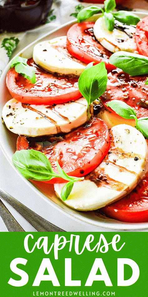 Mozzarella Tomato Basil Christmas Tree, Balsamic Vinegarette, Tomato Mozzarella Basil, Sour Cream Banana Bread, Caprese Recipes, Caprese Salad Recipe, Tomatoes Mozzarella, Mozzarella Recipes, Peach Salad