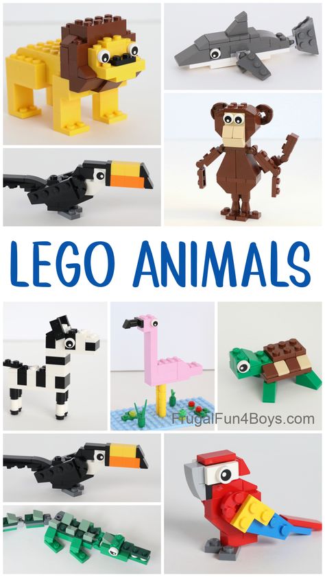 Lego Scenes Ideas, Lego Instructions Step By Step Printable, Lego Animals Instructions, Small Lego Builds, Simple Lego Builds, Lego Patterns, Lego Dinosaur, Easy Lego Creations, Lego Kits