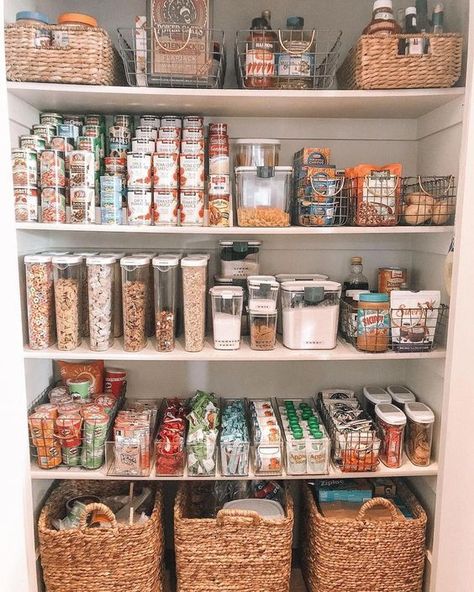 Kitchen Wrap Storage Organizing Ideas, Very Organized Pantry, New House Organization Ideas Kitchen, Modern Farmhouse Organization, Pantry Storage Small Space, Kitchen Organization Dishes, Cute Organization Ideas For Kitchen, Organized Silverware Drawer, Pantry And Storage Closet