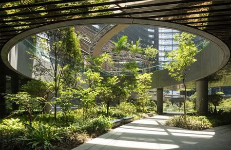 Marina One complex by Ingenhoven architects | Office buildings Microclimate Architecture, Green Space Architecture, Green Atrium, Atrium Architecture, Architecture Art Nouveau, Easy Landscaping, Landscape Concept, Landscape Architecture Design, Green Architecture