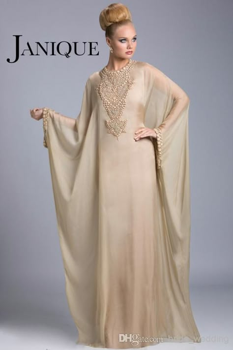 Plus Size Evening Gowns Dubai Abaya Arabic Mother Of The Bride Dresses Jewel Beads Batwing Long Sleeves Floor Length Chiffon Janique JQ3402 Dubai Kaftan Dress, Farasha Abaya, Design Abaya, Sale Picture, Yellow Evening Dresses, Plus Size Evening Gown, Evening Dresses Uk, Evening Dress Long, Abaya Style