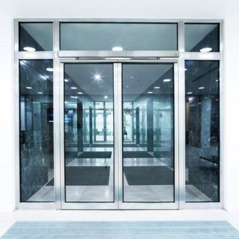 Double Glass Entry Doors, Doors Drawing, Storefront Doors, Automatic Doors, Entry Door With Sidelights, Double Doors Exterior, Double Glass Doors, Building Entrance, Shop Doors