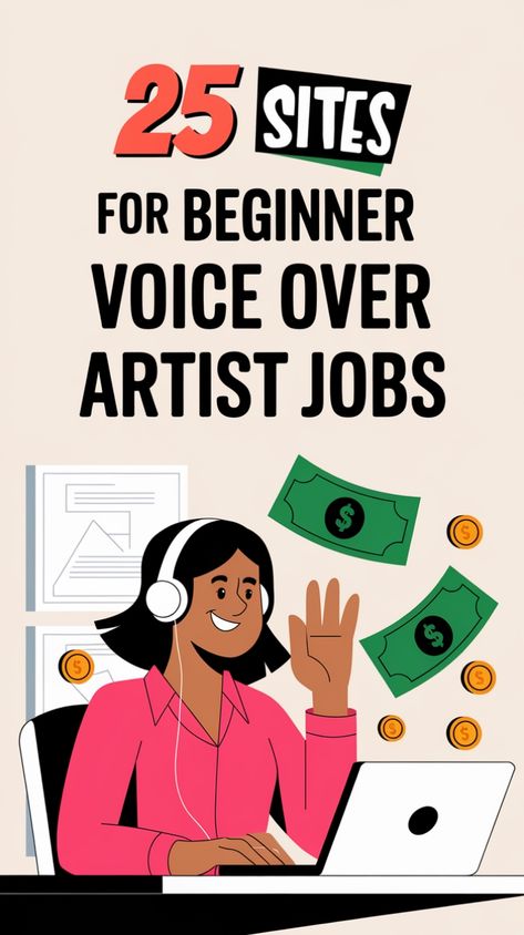 pin showing ways to make money with side hustles from home by finding voice over jobs for beginners to get paid Voice Over Jobs For Beginners, Voiceover Jobs, Side Jobs To Make Money, Online Jobs For Moms, Work From Home Careers, Stay At Home Jobs, Jobs For Moms, Best Online Jobs, Career Ideas