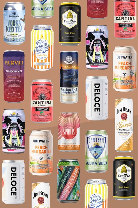 Canned Alcoholic Beverages, Canned Cocktails, Canned Drinks, Canned Drink Design, Canned Cocktail Design, Alcoholic Drink Package Design, Cocktails In A Can, Creamy Cocktails, Vodka Soda