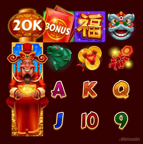 ArtStation - Asian Symbol Set, Brian De Leon Chinese Slot Game, Chinese Theme, Casual Art, Casino Slot Games, Asian Games, Slot Machines, Casual Game, Best Online Casino, Slot Game