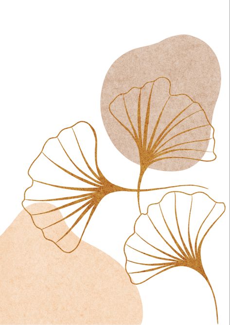 Gingko Wall Art, Ginkgo Leaf Wallpaper, Gingko Leaves Drawing, Gingko Art, Surf Drawing, Kids Art Galleries, Gingko Leaves, Boho Painting, Leaves Illustration