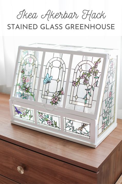 Stained Glass Greenhouse, Glass Painting Ideas, Wardian Case, Best Paintings, Mini Serre, Glass Greenhouse, Diy Stained Glass Window, Diy Staining, Glass Window Art