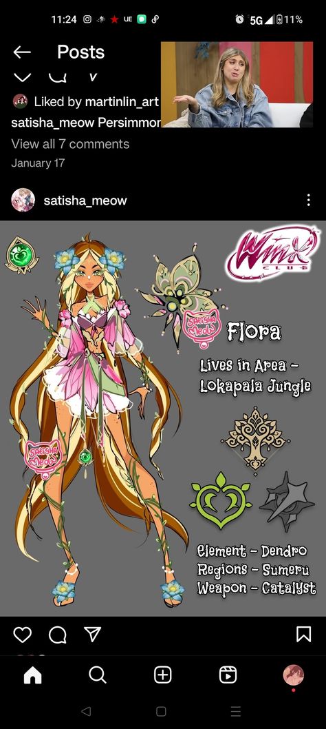 Flora Genshin Impact, Winx Club Genshin Impact, Winx Poses Reference, Flora Fanart Winx Club, Valtor Winx Club, Darcy Winx Club, Winx Club Oc, Kida Disney, Winx Fanart