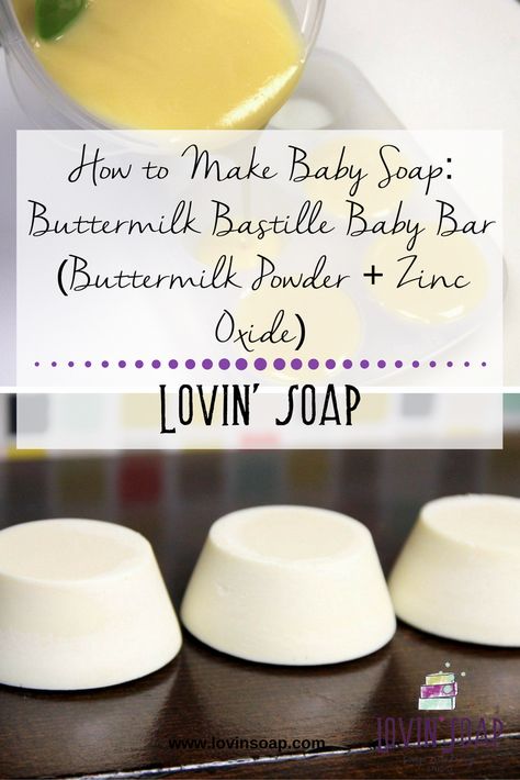 How to Make Baby Soap: Buttermilk Bastile Baby Bar (Buttermilk Powder + Zinc Oxide) – Lovin Soap Studio Baby Soap Recipe, Buttermilk Powder, Perlengkapan Bayi Diy, Savon Diy, Diy Soap Recipe, Cold Process Soap Recipes, Soap Tutorial, Baby Bar, Baby Soap