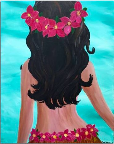 Hawaiian Painting Ideas, Hawaii Painting Easy, Hawaiian Art Painting, Hawaii Drawing, Hawaiian Painting, Hawaii Painting, Sports Pub, Hawaiian Art, Paint Nite