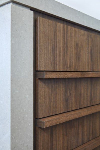 Macauley's House Project - Projects - polytec Millwork Details, Walnut Timber, Walnut Kitchen, Joinery Details, Stone Bench, The Local Project, Kitchen Island Design, Island Design, Kitchen Inspiration Design