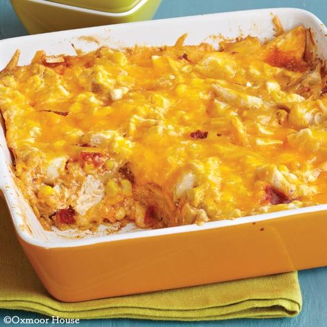 Gooseberry Patch Recipes: Aztec Casserole from Everyday Comfort Food Aztec Chicken Recipe, Aztec Chicken, Dinner Bakes, Fiesta Casserole, Chicken Fiesta, Gooseberry Patch Recipes, Mexican Casseroles, Gooseberry Recipes, Chicken Tonight