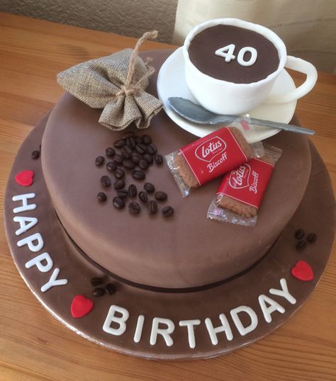 Coffee Cake Decoration Birthdays, Coffee Theme Cake Ideas, Coffee Theme Cake, Coffee Themed Cake, Coffee Cake Decoration, Birthday Cake For Husband, Cake For Husband, Fondant Cake Designs, Family Cake