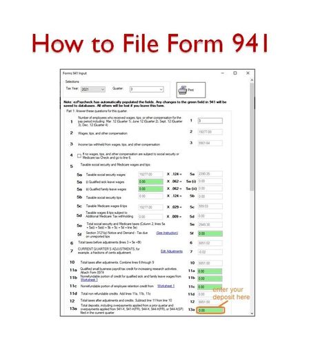 With ezPaycheck payroll software, you can file Form 941 easily. Hacking Books, Irs Forms, Payroll Software, Bookkeeping Business, Payroll Taxes, Tax Forms, Tax Preparation, Tax Return, Step By Step Instructions