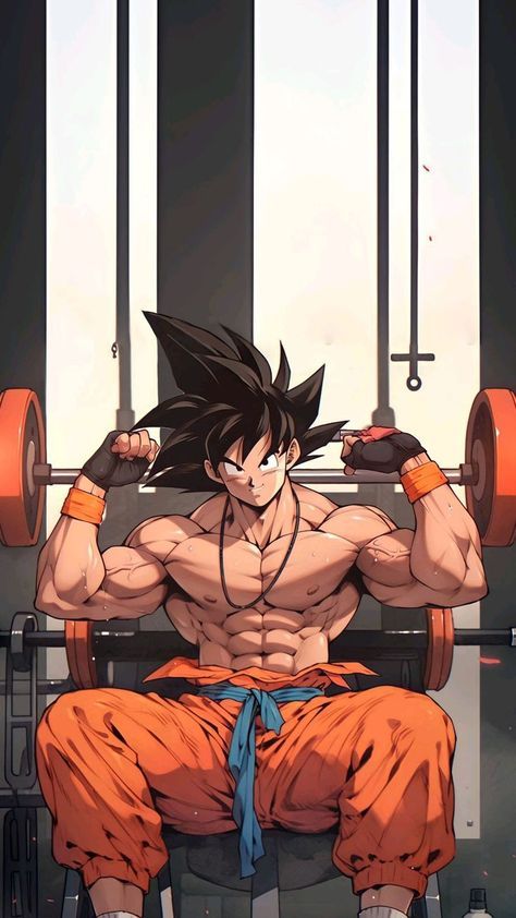 Anime Bodybuilder Wallpaper, Goku Bodybuilding Wallpaper, Goku Gym Wallpaper, Dragon Ball Z Wallpapers 4k, Goku Physique, Anime Gym Wallpaper, Goku Muscles, Dbz Art Goku, Goku Illustration