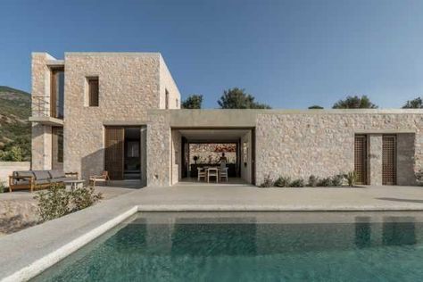 Meditation Corner, Wooden Shades, Contemporary Villa, Tower House, Vernacular Architecture, Casa Exterior, Residential Complex, Stone Walls, Mediterranean Homes