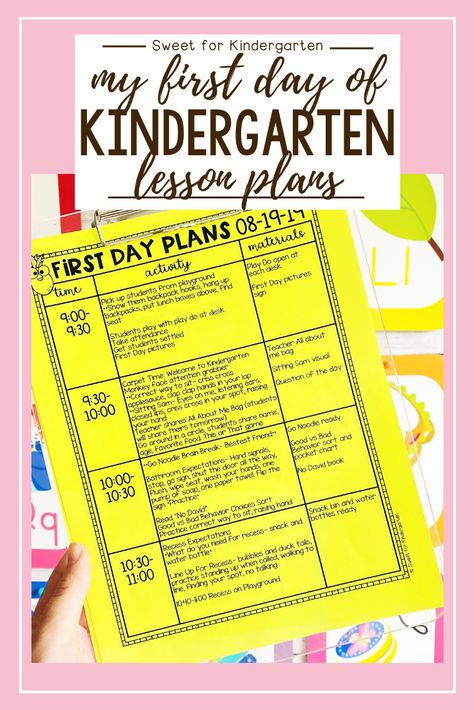 What do you plan for the first day of Kindergarten? Check out this post with ideas, activities, printables, crafts, coloring sheets, and more to help teachers plan the first day of school! Includes free editable lesson plan template, along with my exact first day plans to use! #backtoschool #firstdayofschool #kindergarten #lessonplans My First Day Of Kindergarten, Kindergarten Quotes, Editable Lesson Plan Template, Teaching Procedures, Memorial Day Coloring Pages, Kindergarten Coloring, Welcome To Kindergarten, Beginning Of Kindergarten, Kindergarten Anchor Charts