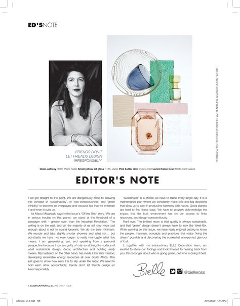 Bielle Bellingham's Editors Letter Editor's Letter Magazine Layout, Editor Page Magazine, Letter From The Editor Magazine, Editors Letter Magazine Design, Letter From The Editor Design, Editors Note Magazine, Editor's Note Magazine, Editors Letter, Abstract Packaging