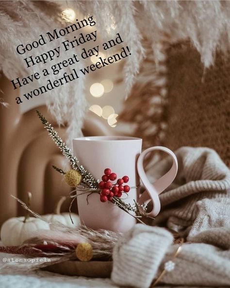 Winter Friday Quotes, Friday Quotes December, Winter Happy Friday, Happy Friday Winter Images, Happy Friday Winter, Hygge Wallpaper, Winter Friday, Rainy Good Morning, Weekend Blessings