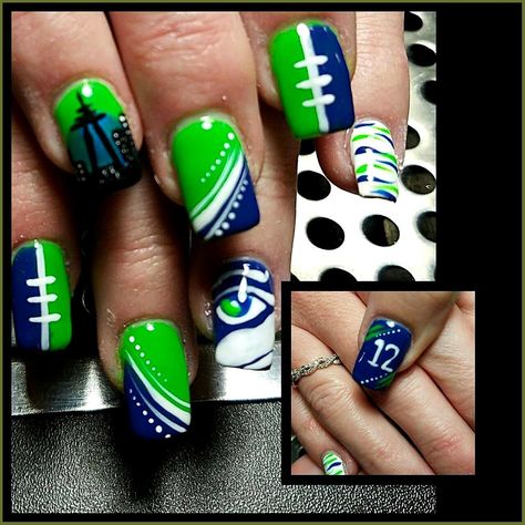 Seattle Seahawks nails I handpainted with gel polish on acrylic nails!!! #Christ... #acrylic #christ #gel #handpainted #nails #polish #seahawks #seattle Seattle Seahawks nails I handpainted with gel polish on acrylic nails!!! #ChristmasNailPolish the cold-climate months are proper across the corner, and whether or not you may be going online from domestic for the the rest of 2020 or from time to time venturing into the office, locating the proper wintry weather outfit for paintings is key. B Seahawks Nails Acrylic, Nfl Nails Design, Seattle Seahawks Nails Design, Seahawk Nails Design, Football Nails Design, Seattle Seahawks Nails, Seahawks Nails Design, Seahawk Nails, Sport Nails