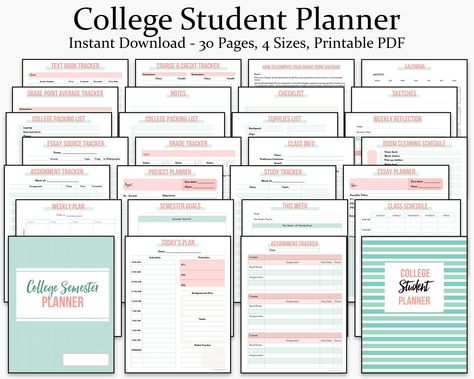 Free Digital Planner Templates College Student Planner Printable Free, College Student Planner Printable, Free Student Planner, College Planner Organization, Semester Planner, College Planner Printables, Homeschool Student Planner, Planner Organization College, Student Survival Kits