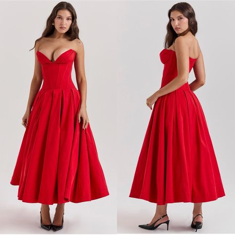 Red halter dress