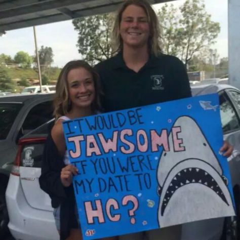 Promposal Dance Invite Shark Jaws Fish Themed Promposal, Shark Costume Hoco Proposal, Hoco Finna Be Lit Proposal Shark, Shark Themed Hoco Proposal, Dance Invite Ideas, Aquarium Promposal, Shark Homecoming Proposal, Shark Hoco Proposals Ideas, Shark Hoco Proposal