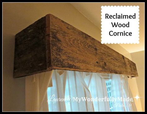 Wood Valance For Sliding Glass Door, Window Valance Box Wooden, Diy Wood Cornice, Rustic Wood Valances For Windows, Wood Window Valance Shelf, Wood Window Valance Ideas, Window Cornices Wooden, Wooden Cornices For Windows, Wood Cornice Board Ideas