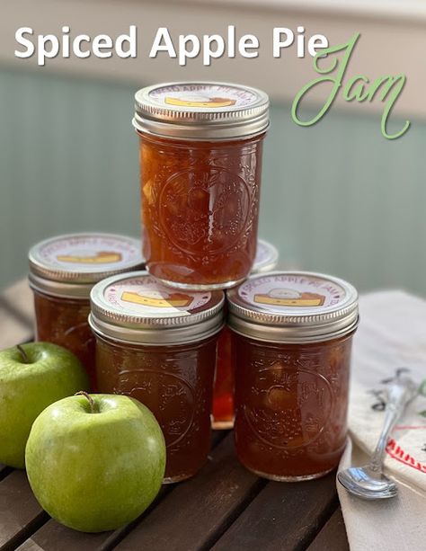 Spiced Apple Pie Jam Toffee Apple Jam, Selling Homemade Jam, Pumpkin Spice Jam Recipe, Cranberry Apple Jam Recipe, Jams And Preserves, Spiced Apple Jelly Recipe, Savory Jams For Canning, Spiced Apple Jam, Apple Pie Jam No Pectin