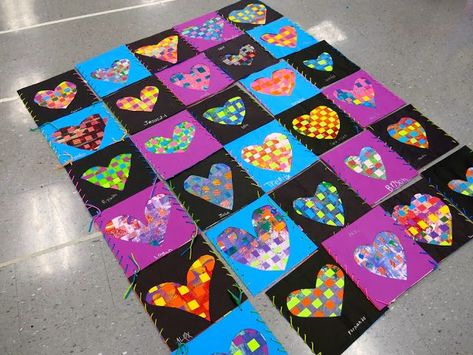 Valentines Art Lessons, Art Butterflies, Winter Art Lesson, Cassie Stephens, Winter Activities Preschool, Art 101, Outfit Photos, Valentine's Week, Paper Weaving